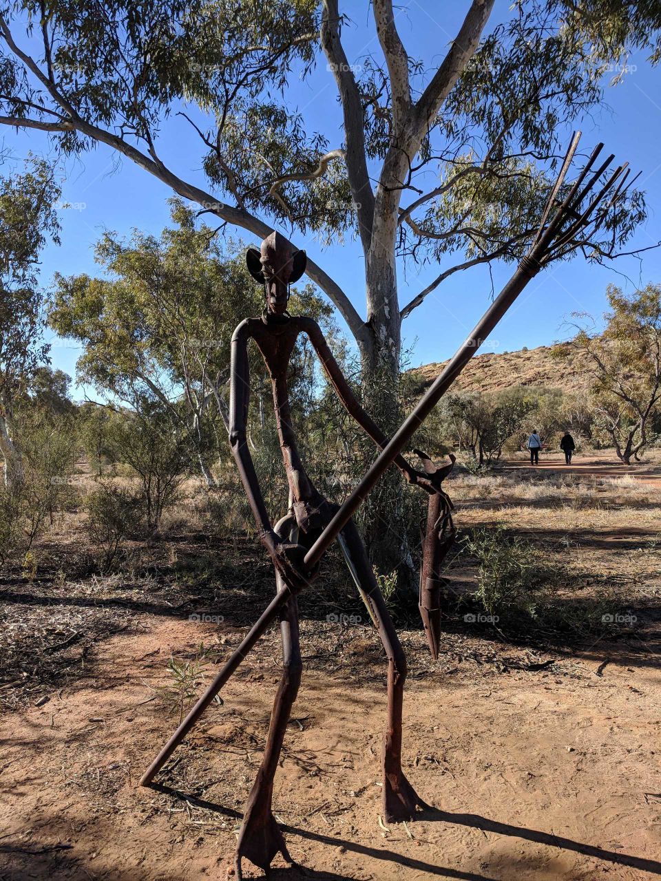 Iron sculpture in the sandy desert