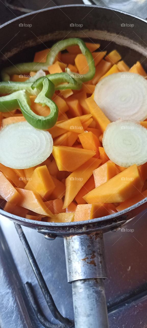 cooking pumpkin in triangles