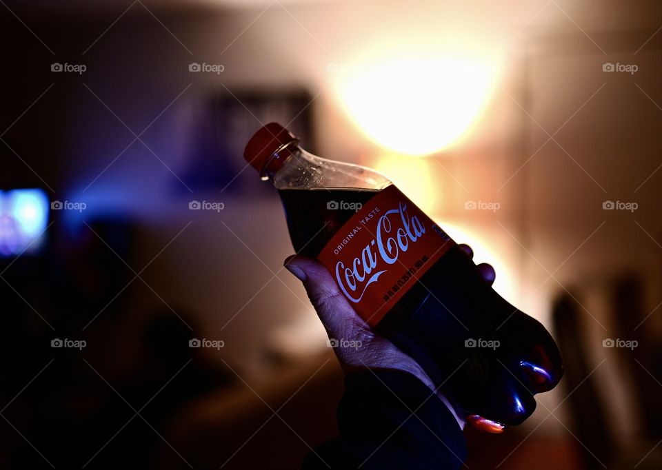 Close up shot of Coca Cola at home 