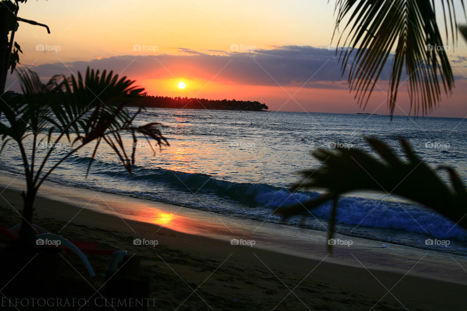 sunset on the beach. sunset on Caribbean beach
