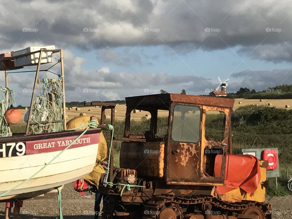 Weybourne beach and windmill