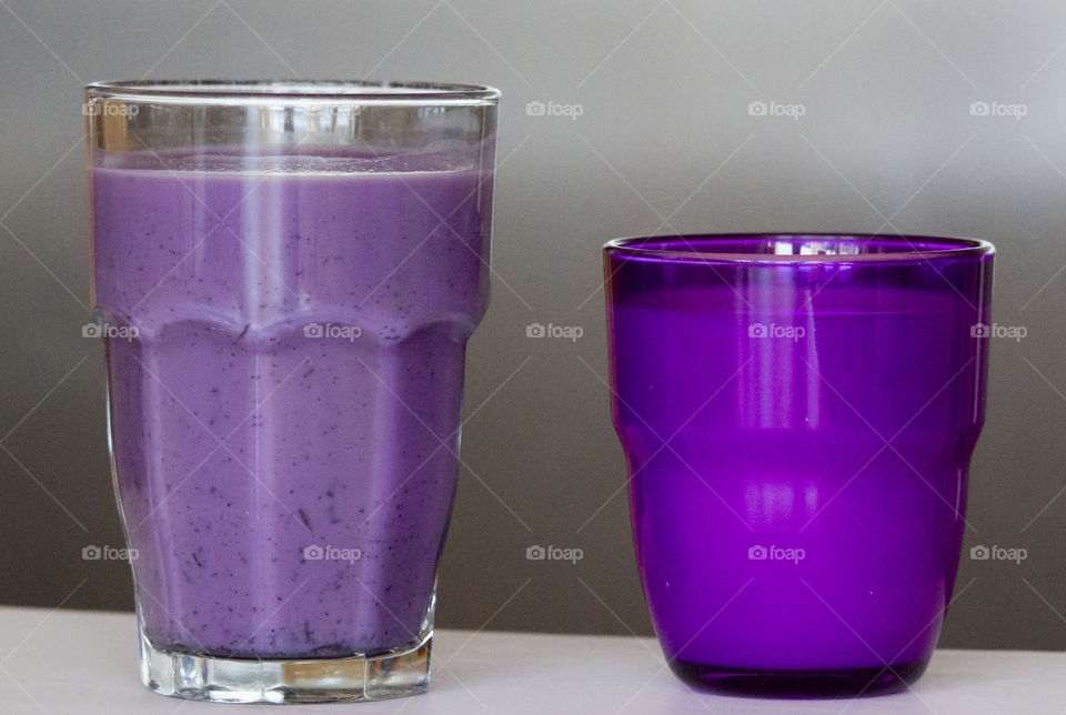 Purple glasses with blueberry milk 