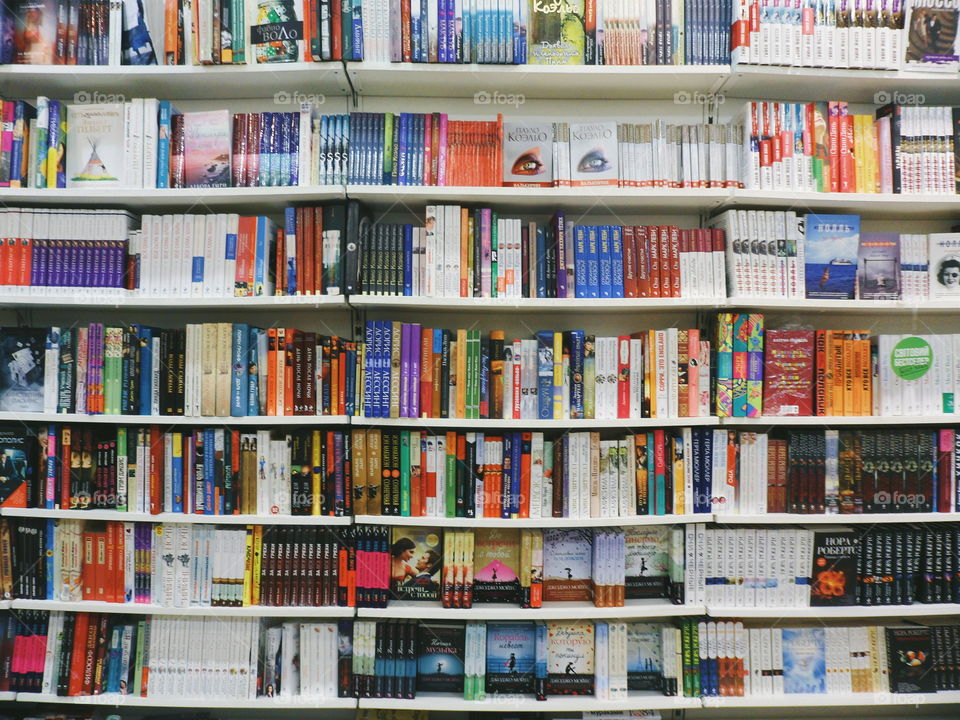 books on the bookshelves