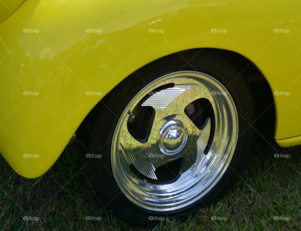 Yellow Chevrolet Truck with a  deep chrome  rim