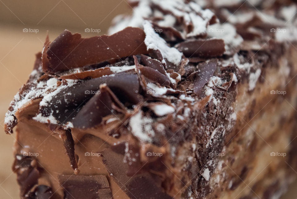 Close-up of delicious chocolate cake