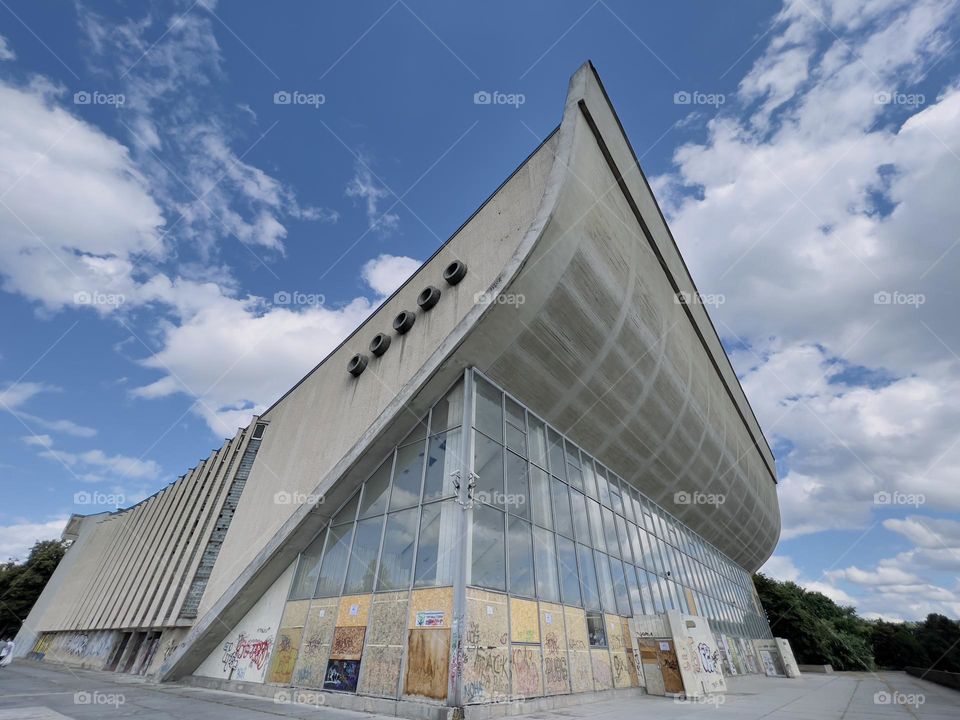 Old and abandoned Soviet style building in Lithuania.