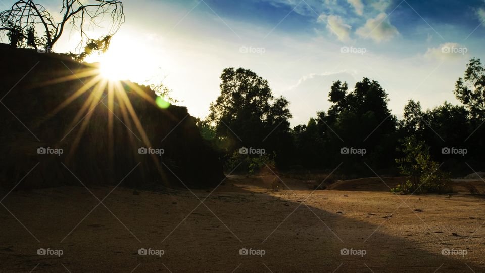 Natural sunbeam evening
