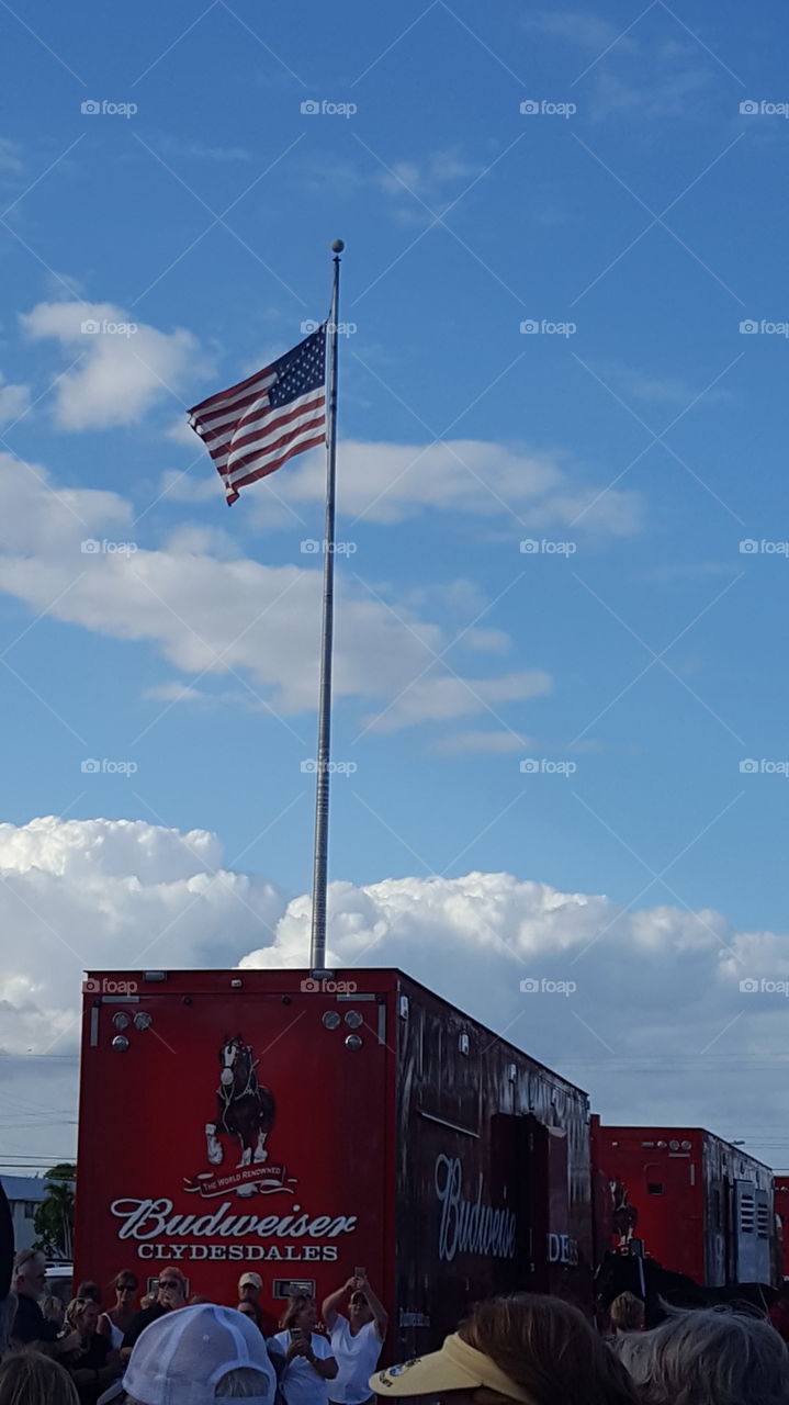 American Flag blue sky