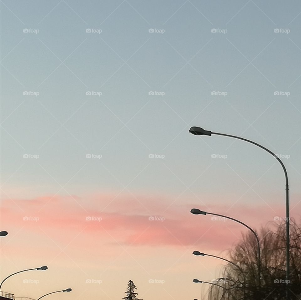 Sunset in the city. A nice pink sky