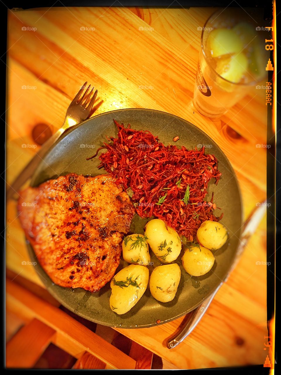 Danish meal. Dinner at the desk from  above 