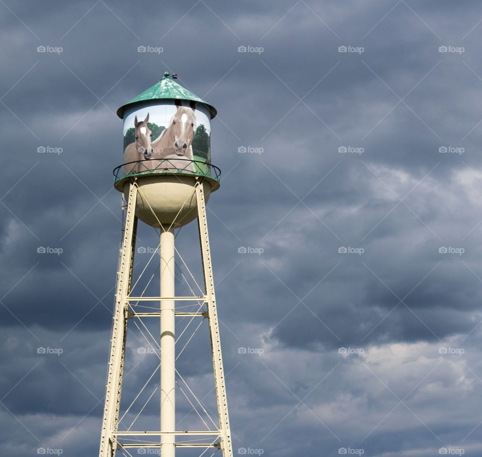 Blue skies water tower 