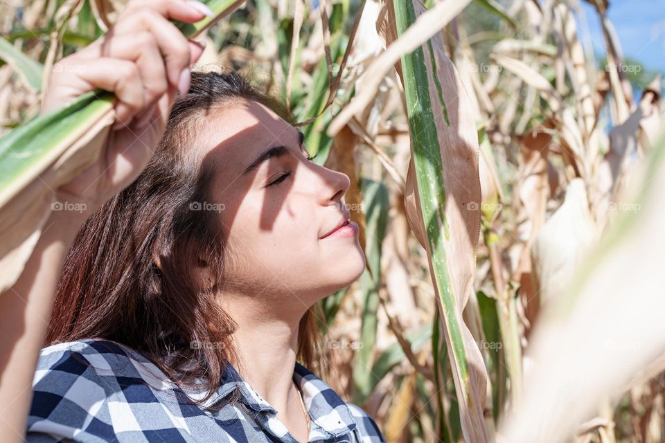 woman  in corn field