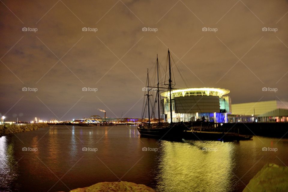 Discovery world at night