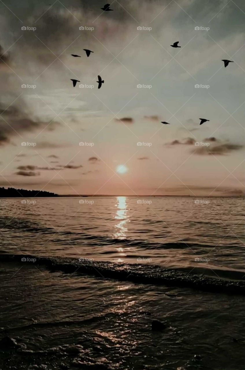 final da tarde na praia