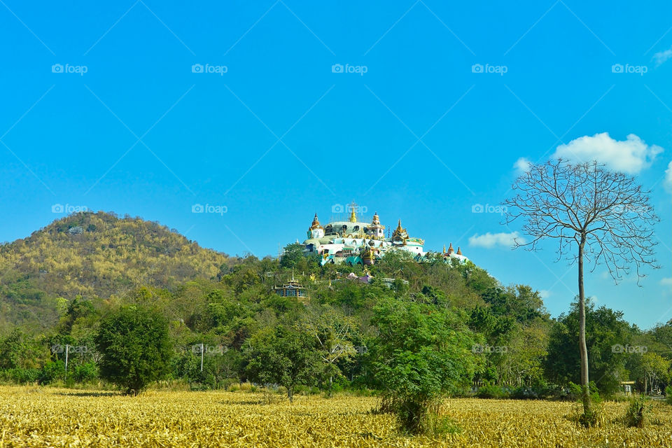 Temple on top of mountain in rural Thailand