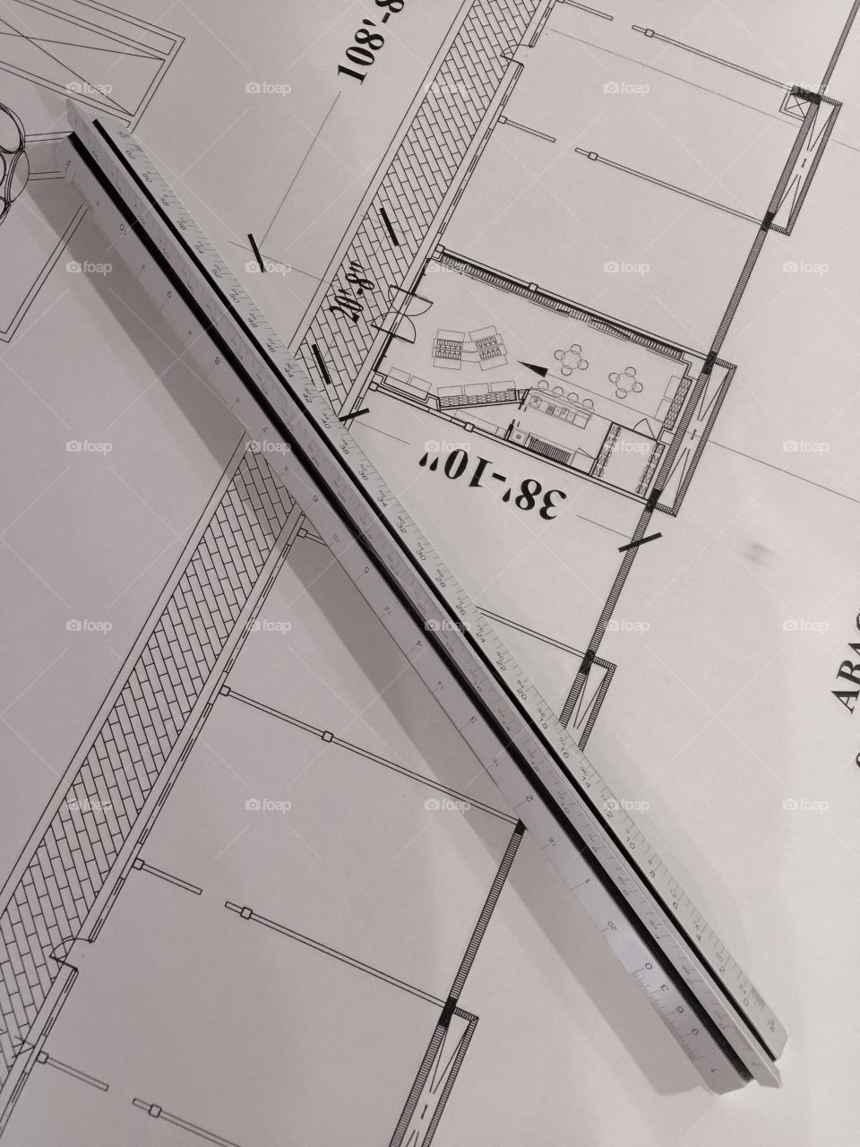 Draftsman' scale. Draftman's scale on architectural drawings