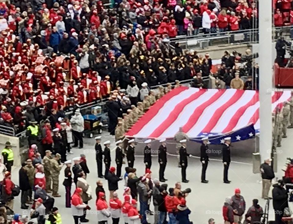 Patriotic display of American flag