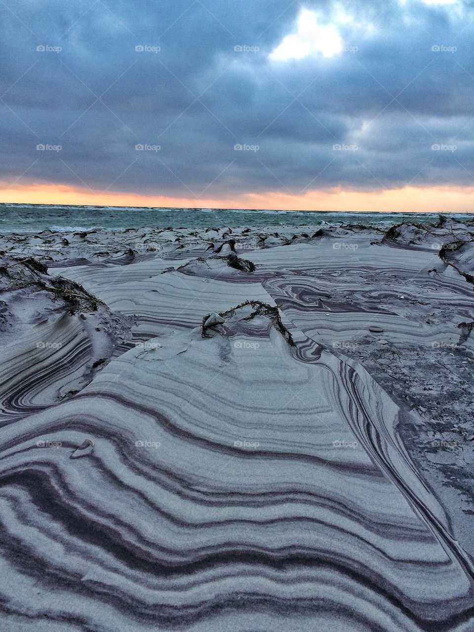 Beach with natural sand art