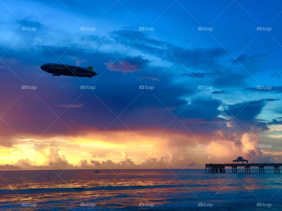 A early morning in Deerfield Beach with the pier on the background. 
