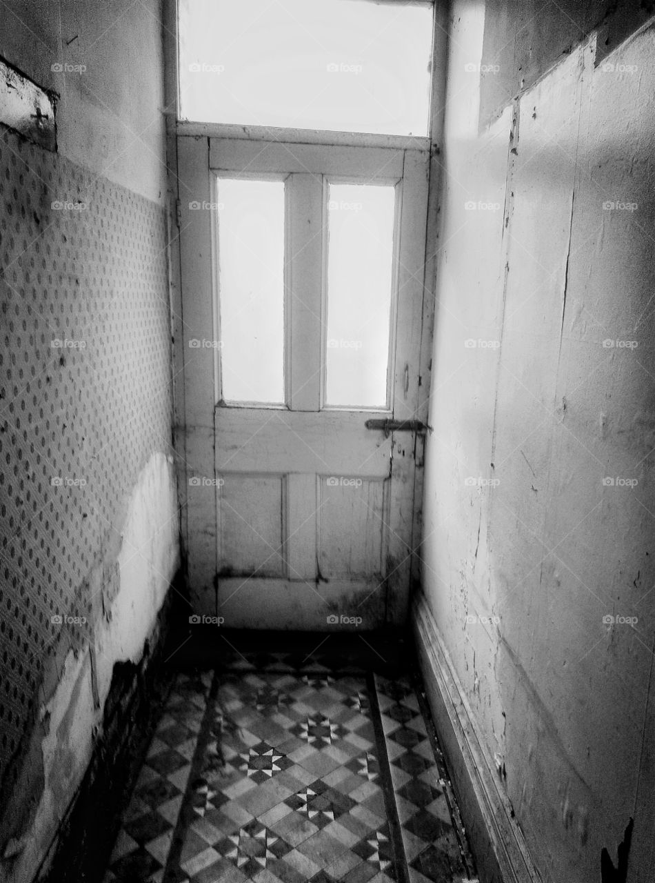 black and white door