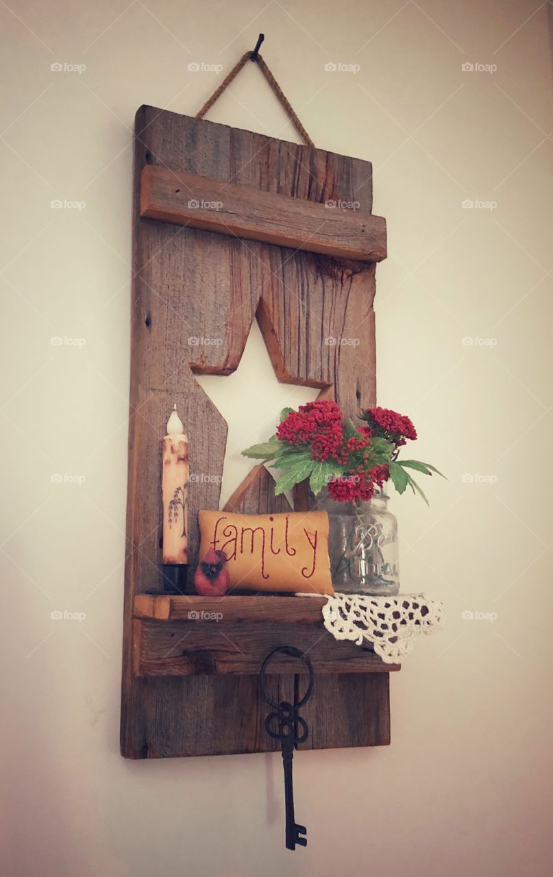 Rustic wood shelf country primitive decor 