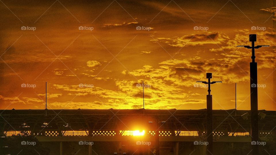 sunset at city park and stadium