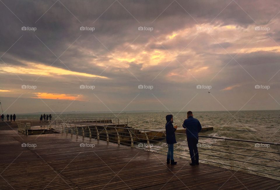 Date and beautiful sea sunset 