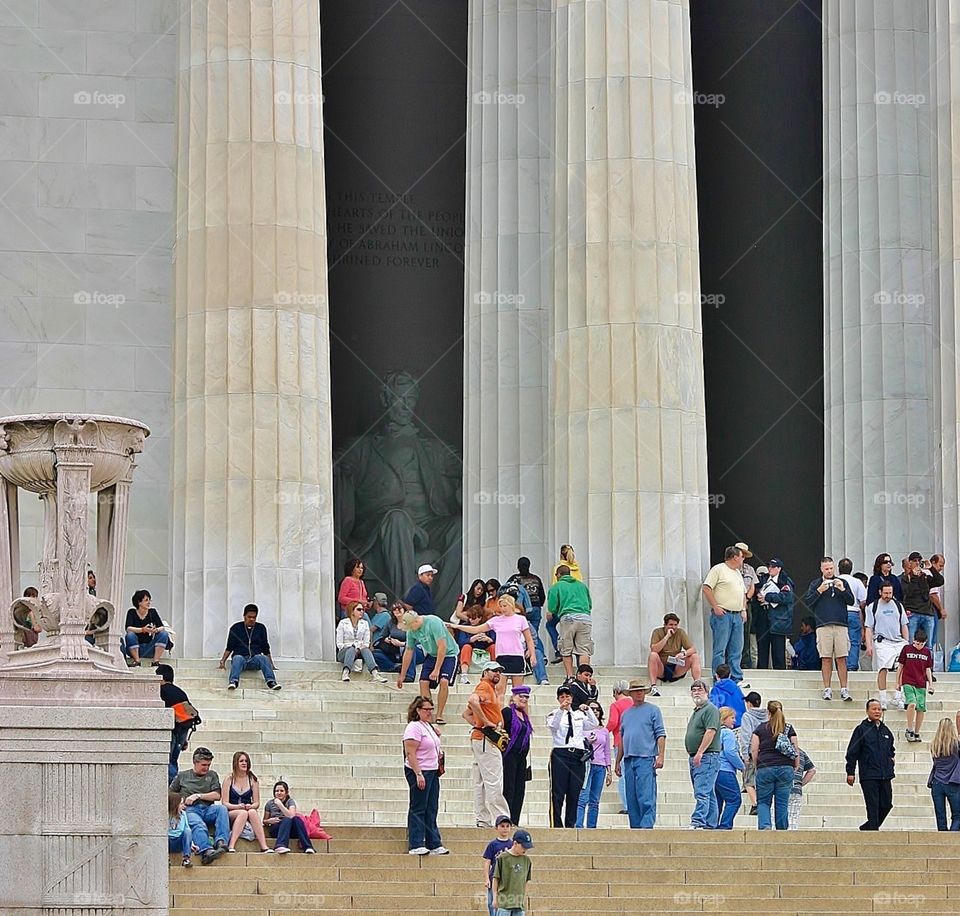 Springtime in DC . Hanging at the Lincoln Memorial - people enjoying spring mission 