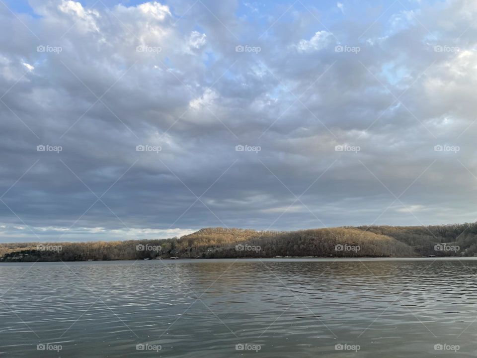 Calm evening on lake