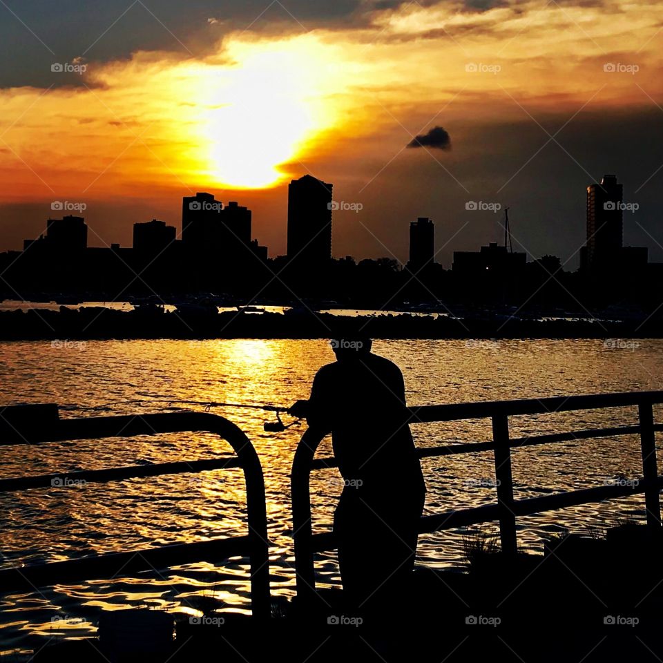 Sunset, Dawn, Silhouette, Sun, Water