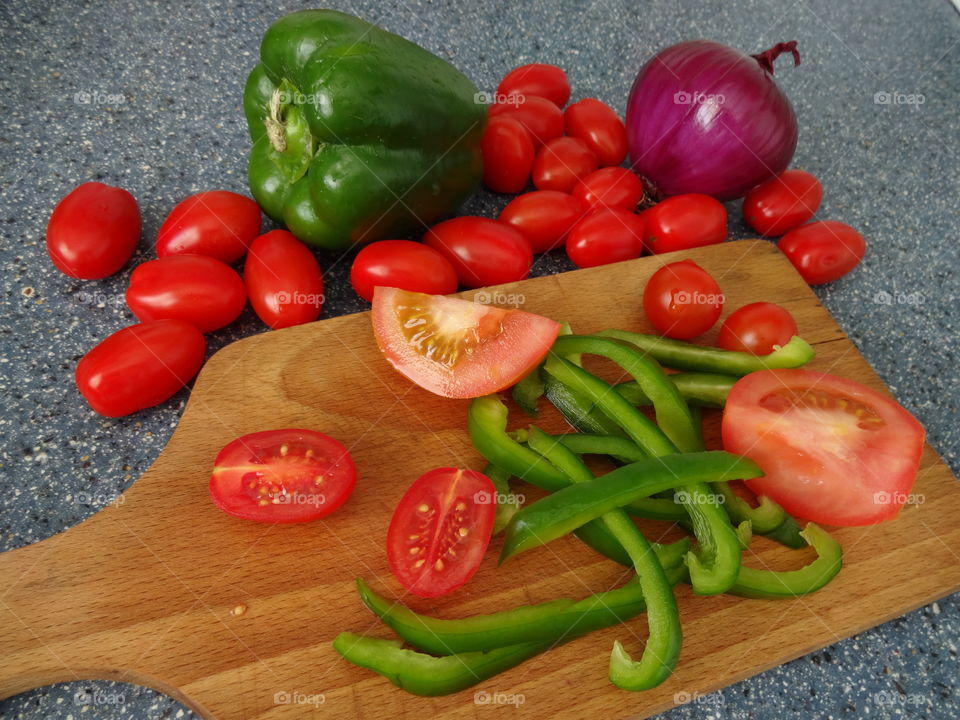 Fresh and colorful salad ingredients