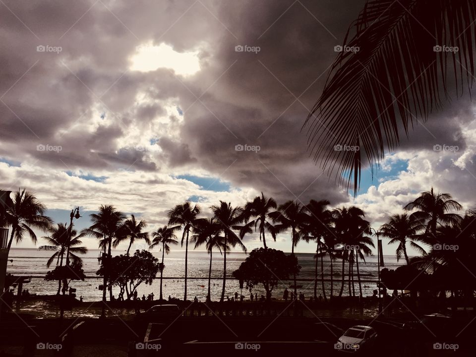 Clouds above Waikiki Beach 