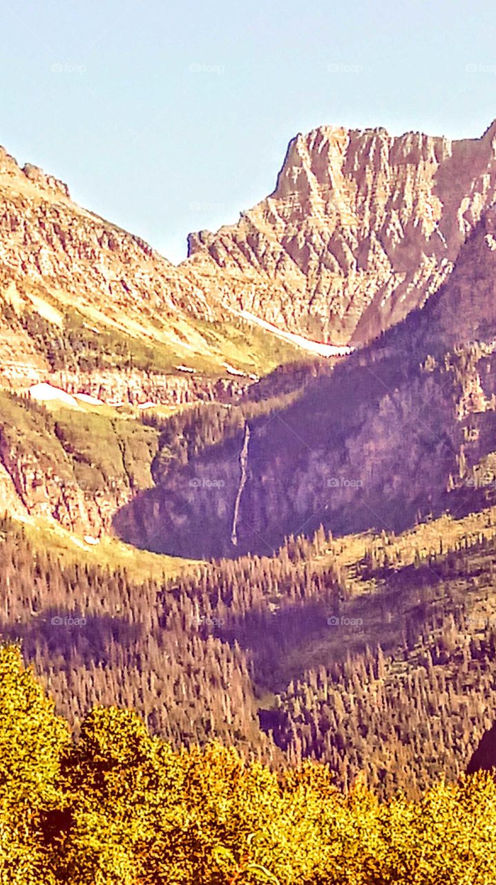Waterfall through the mountains