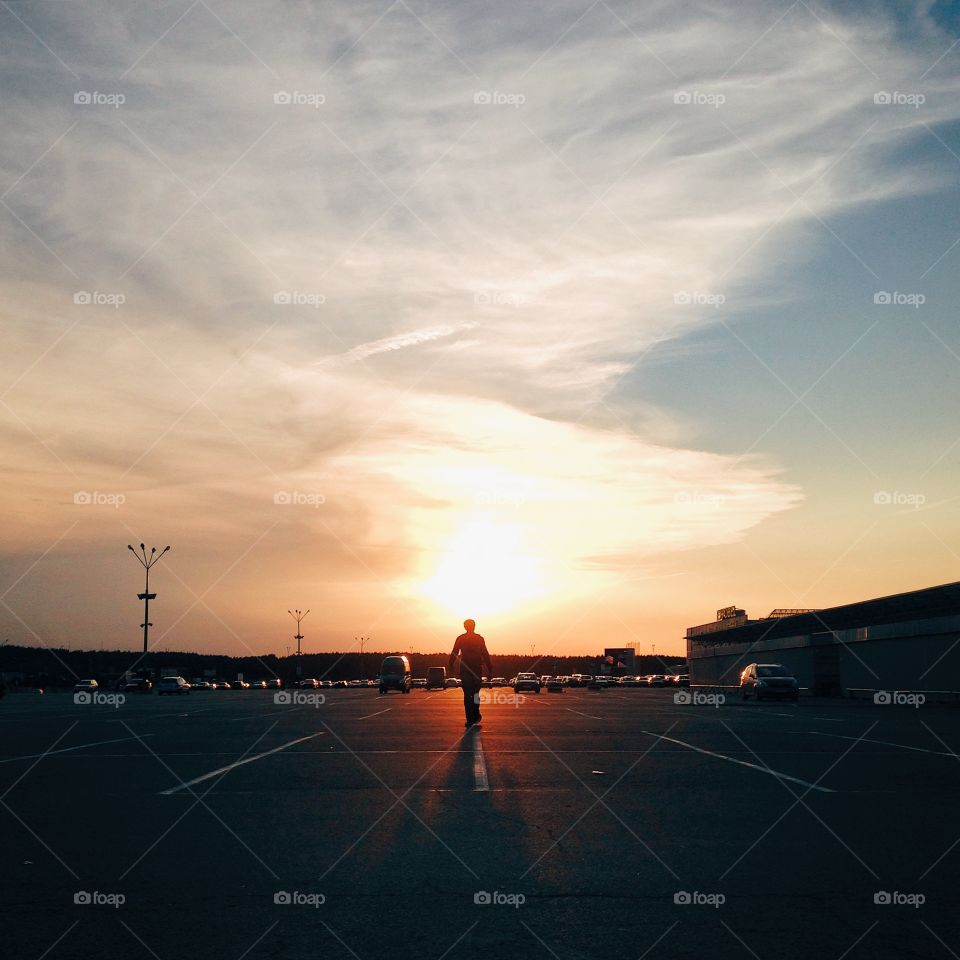 Silhouette of man during sunset