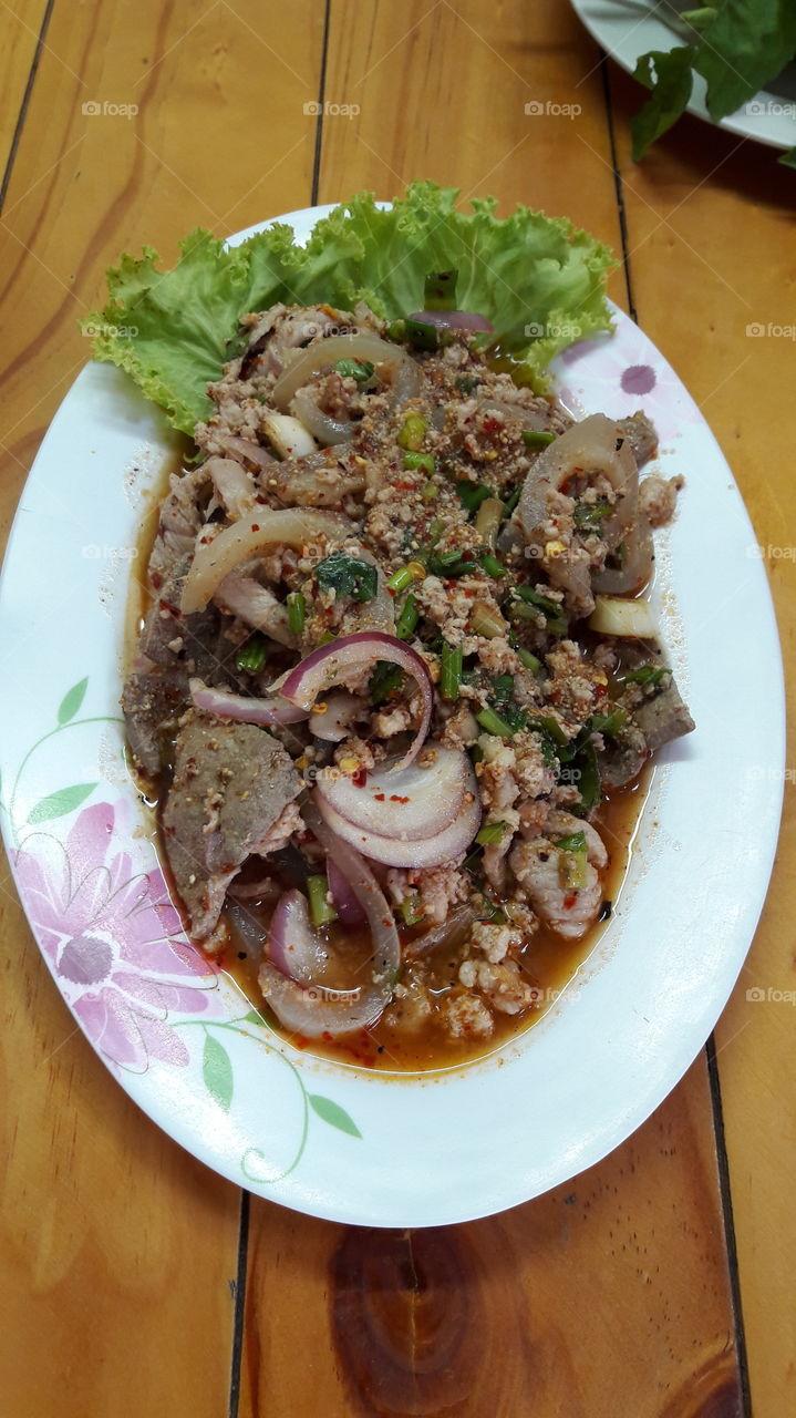 spicy pork thai food