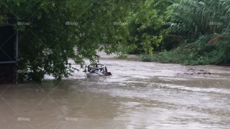 San Antonio Flooding. Heavy flooding in San Antonio Texas, water is 5 foot deep and rushing.