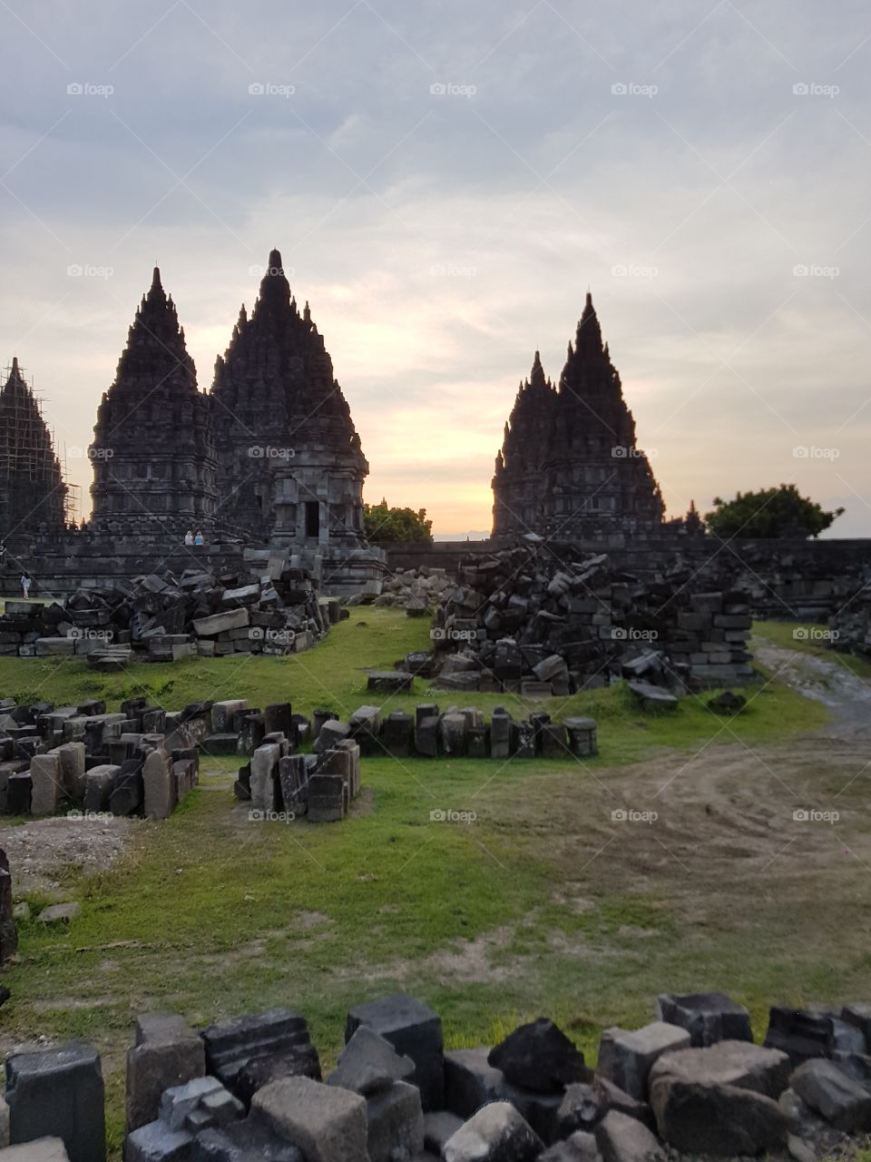 Hindu temple in Indonesia at sunset