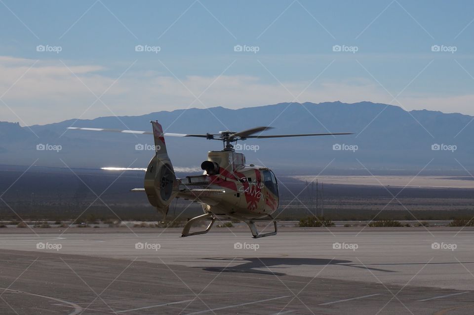 Helicopter taking off in Las Vegas, NV