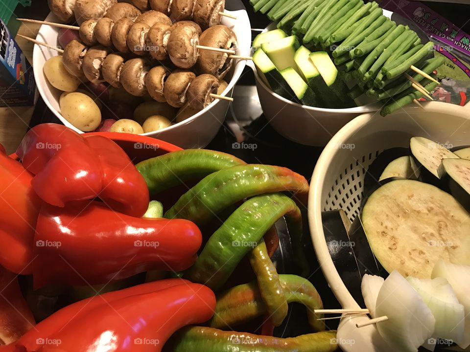 Vegetables ready to grill 