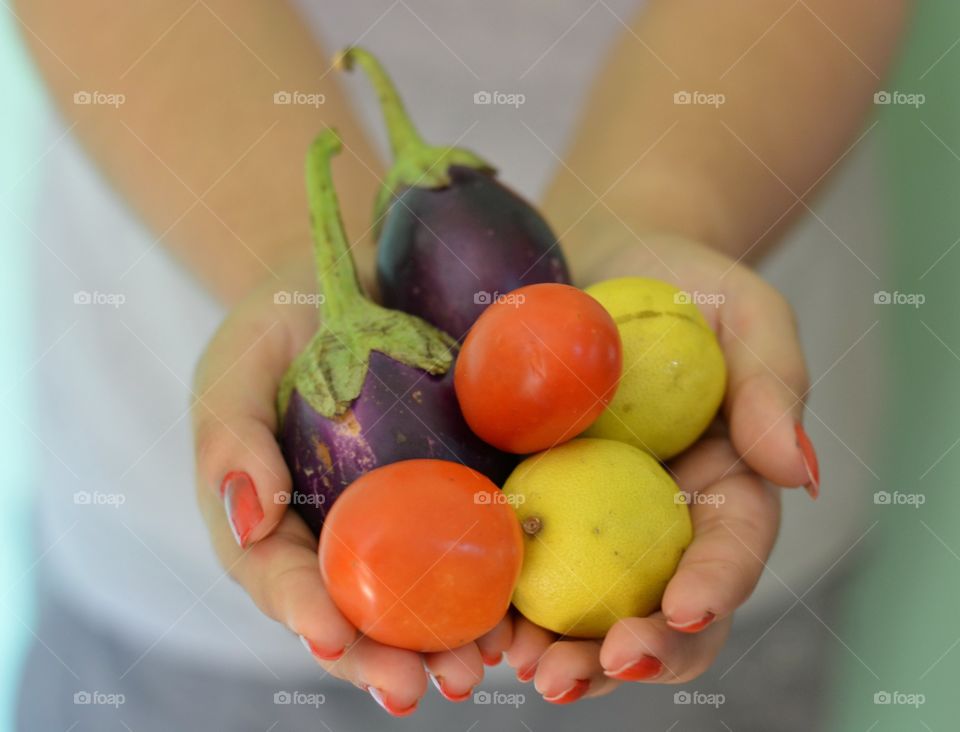 Food in women's hand