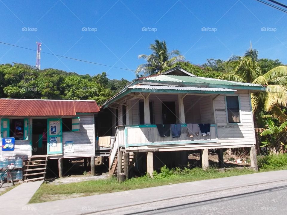 Picture from moving car traveling in Roatan Honduras  