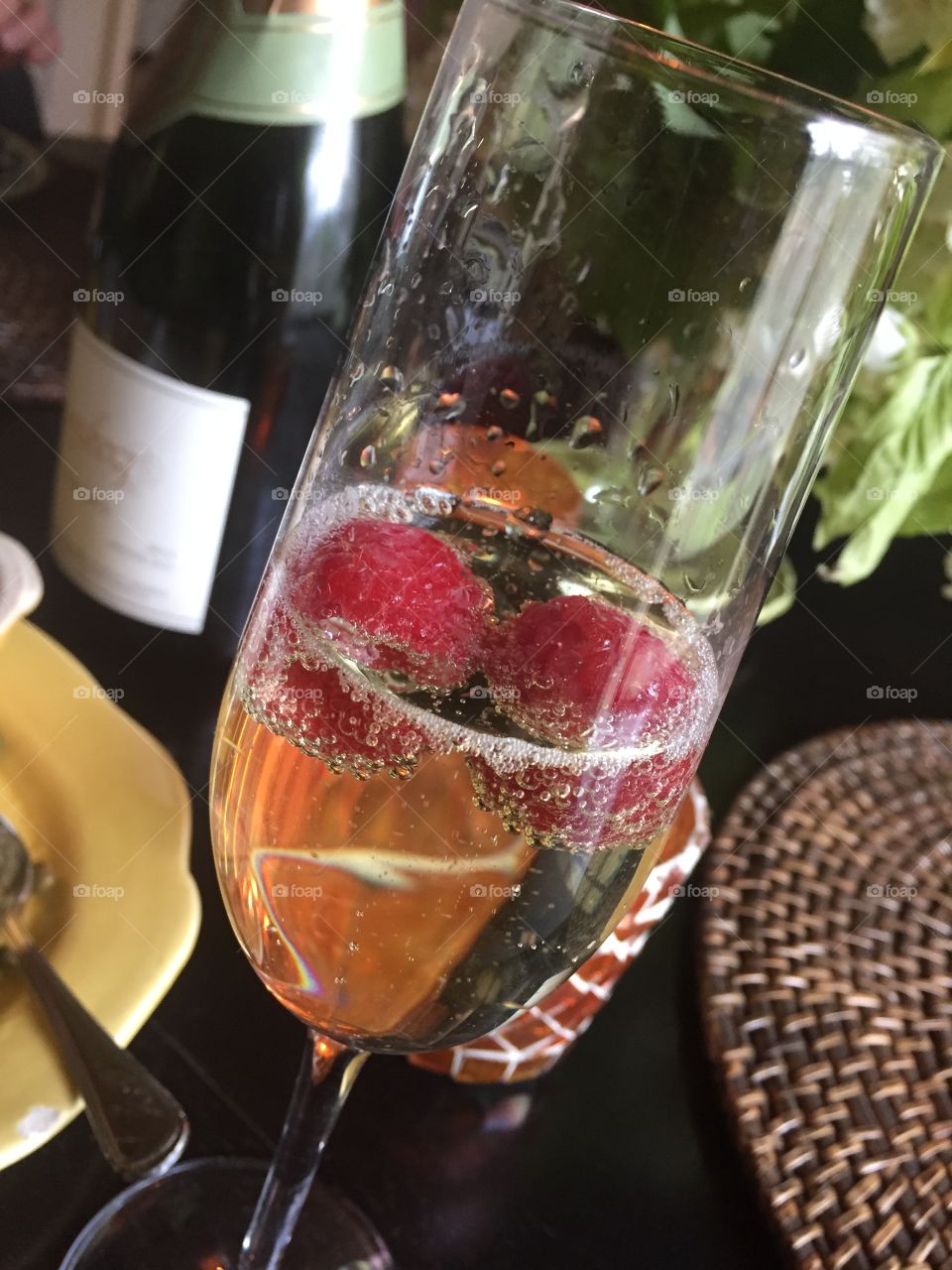 Champagne raspberries
