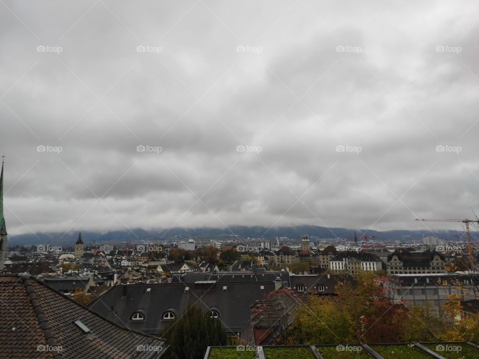 Zurich Switzerland cityscape in autumn
