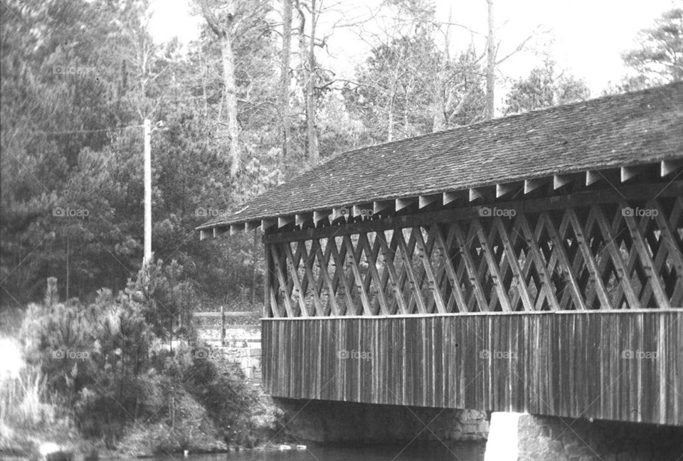 Covered bridge over water