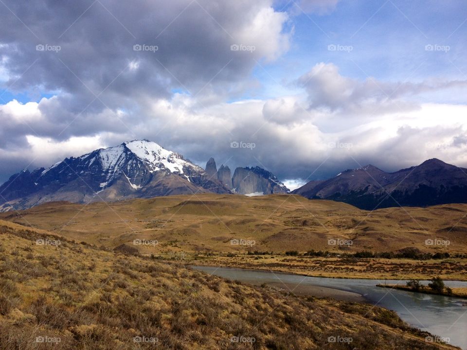 A view of Torres del Paine in Patagonia, South America