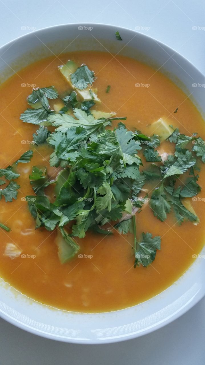 Coriander soup closeup
