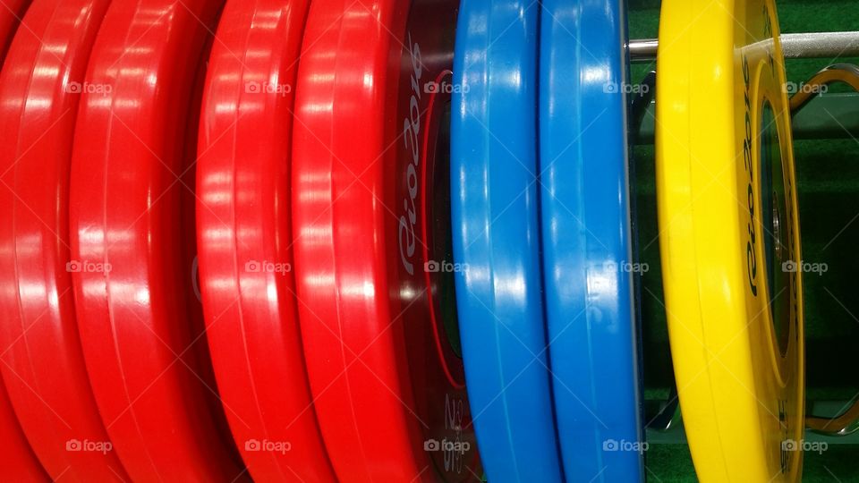 Colorful weights.  Rio 2016 Olympics