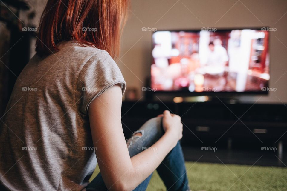 Girl watching tv