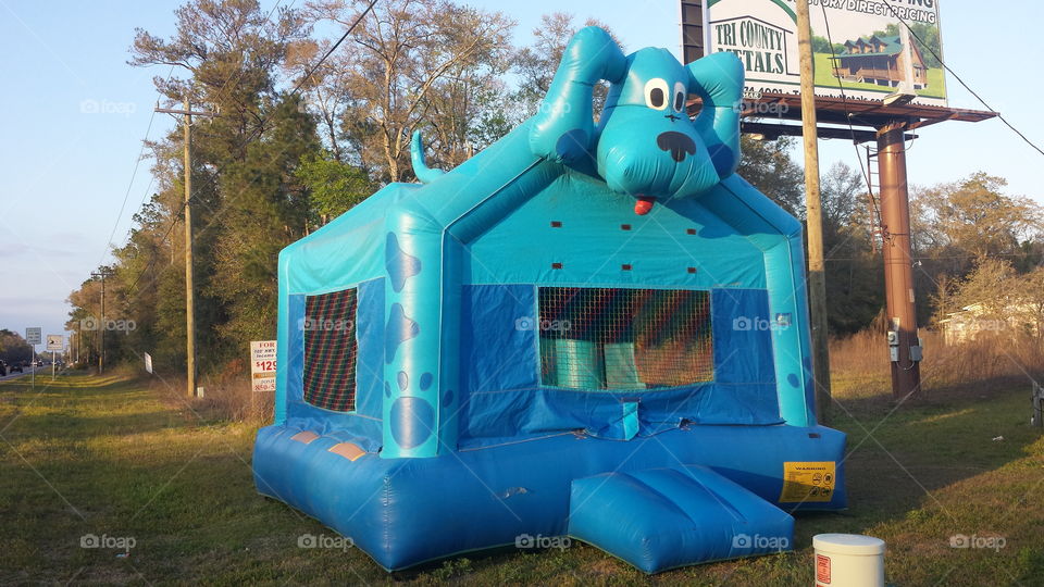 Blue bouncy house