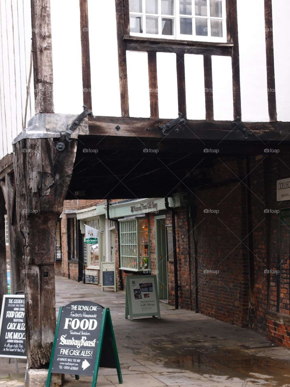 Old walking passage in York, England 